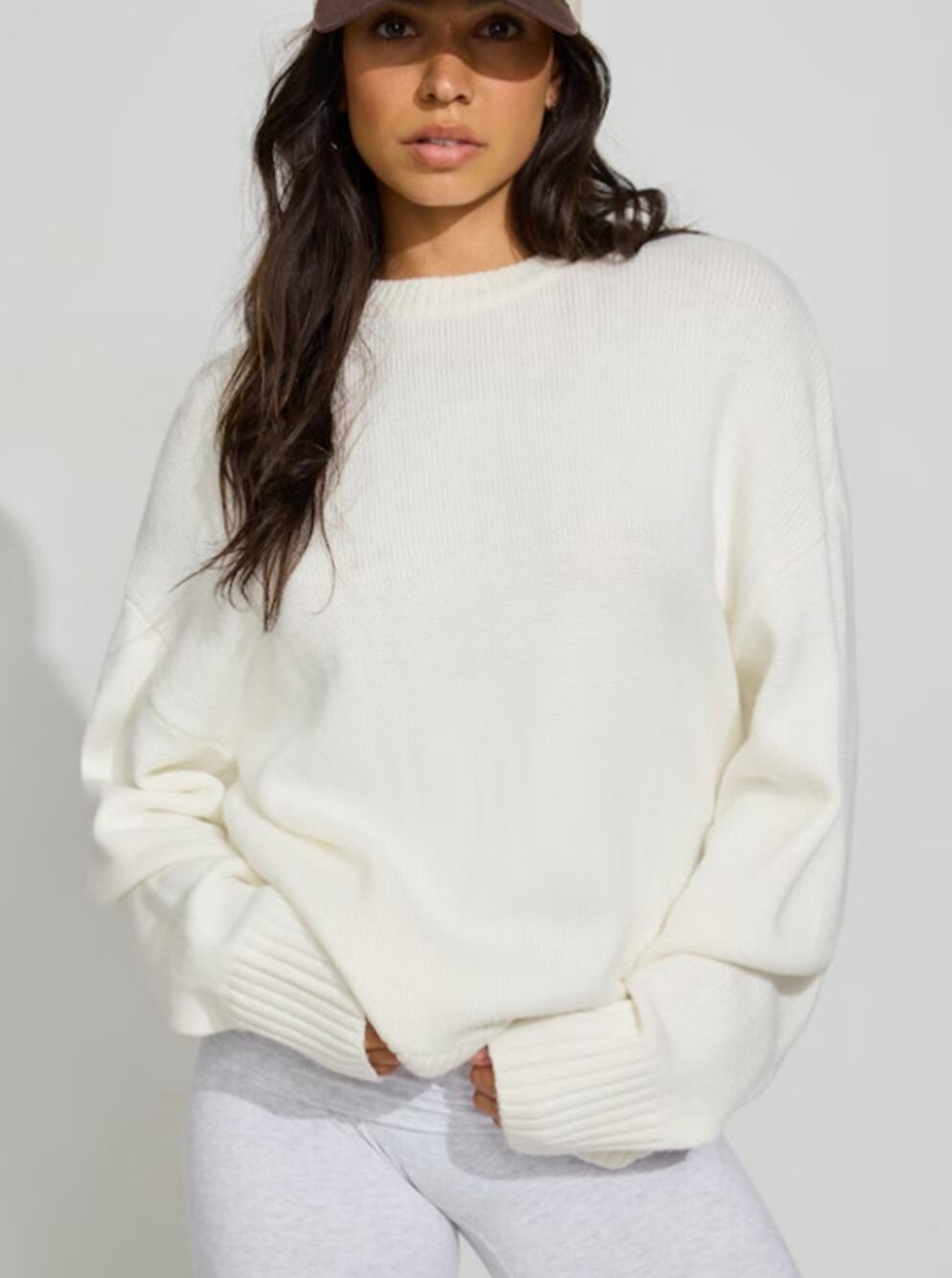 New Garage Roxy Long Sleeve Supersoft Crew Sweater, Cream Size Small